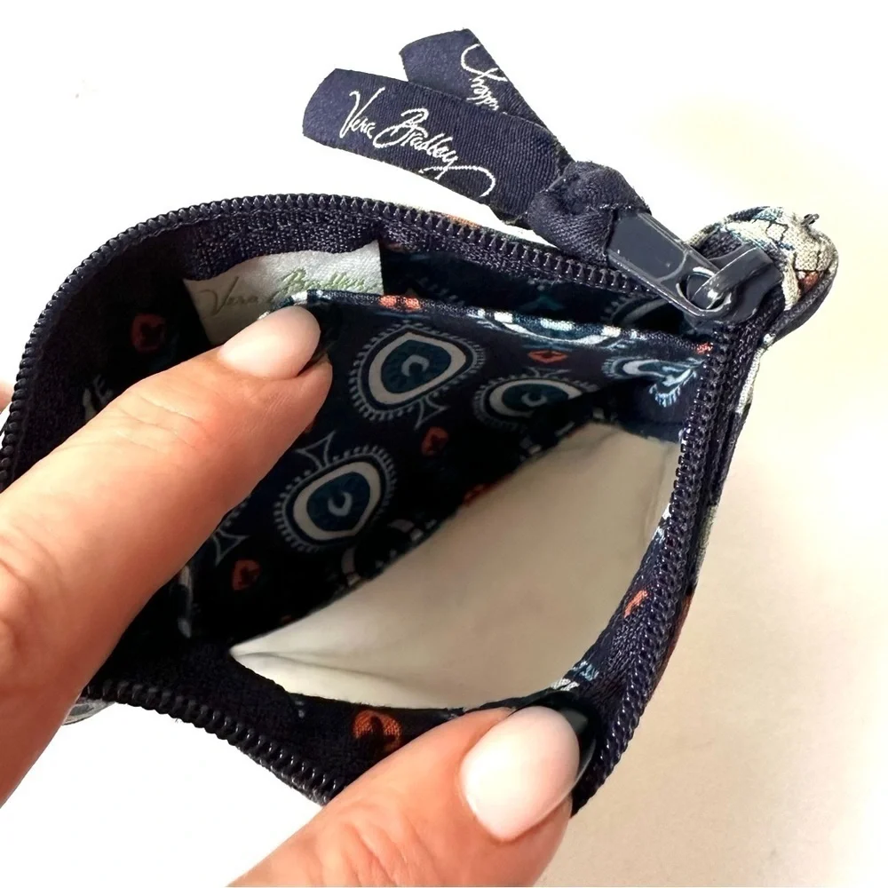 Vera Bradley 2 pieces In the Loop key ring blue orange wristlet strap ID holder